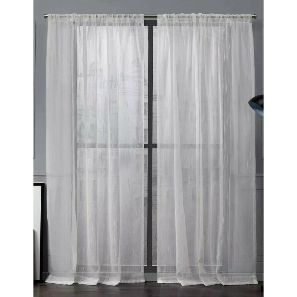 Exclusive Home-Wellington Rod Pocket Sheer Window Curtain Panels Cream, 54"x96"#